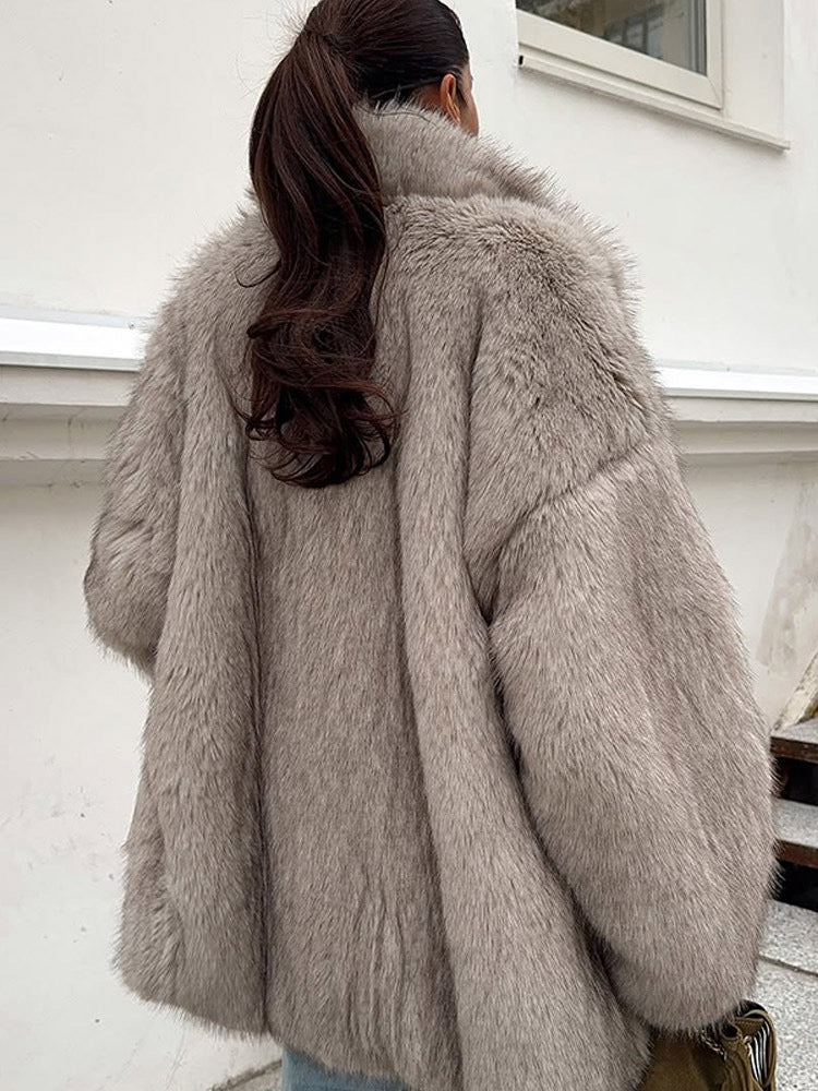 Gradient faux fur coat