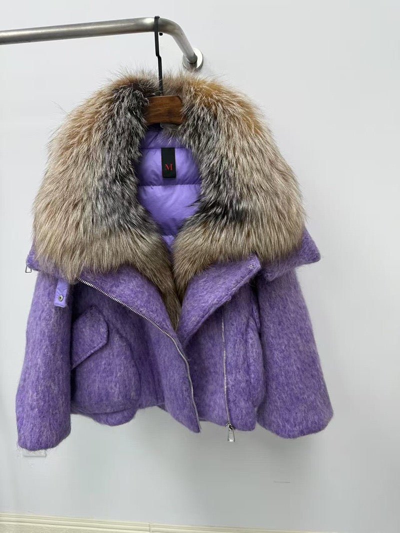 Jacket with fur collar