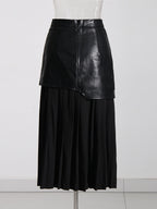 British mid leather skirt style