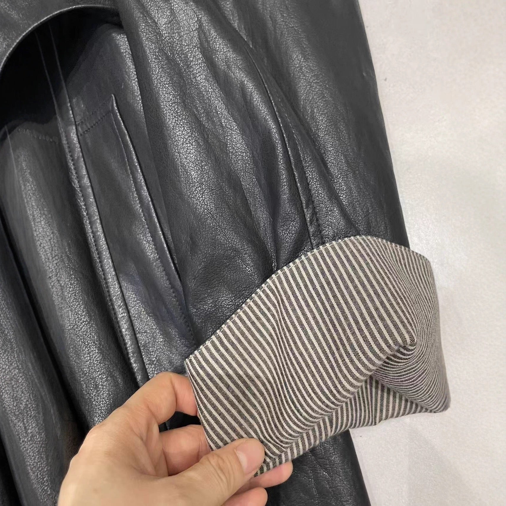 Washed leather jacket