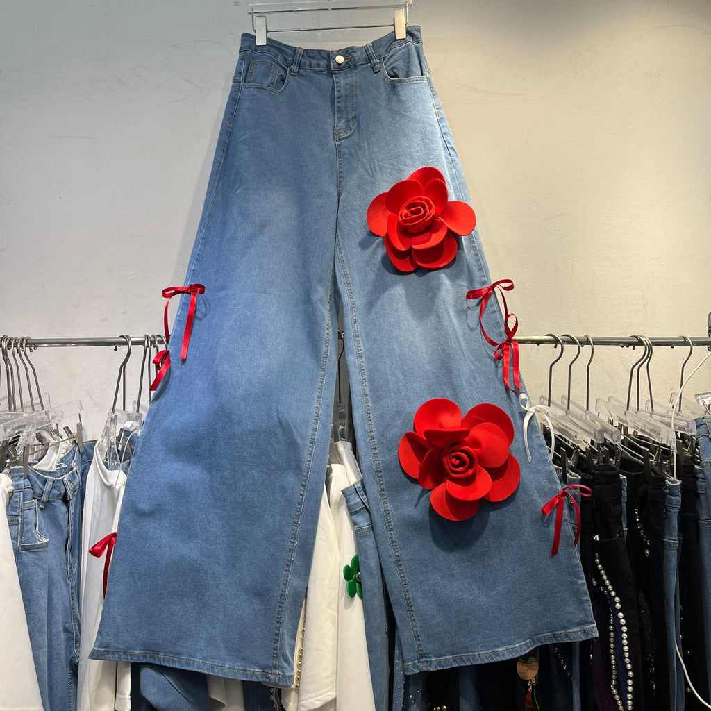 4D flowers jeans