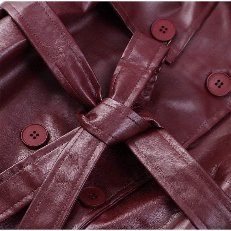 faux leather trench coat