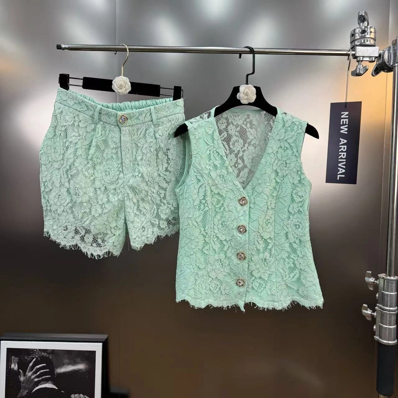 Lace shorts set