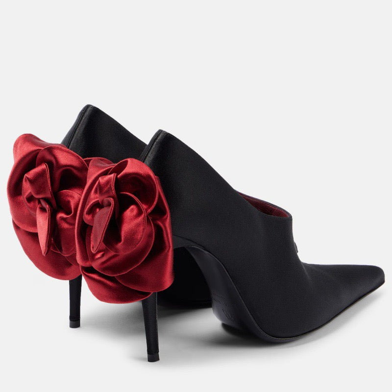 Red flower fashion boots