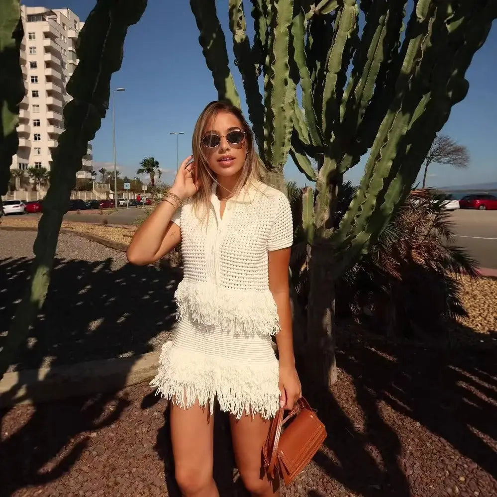 Fringes skirt set