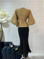 Metallic puff sleeves jacket