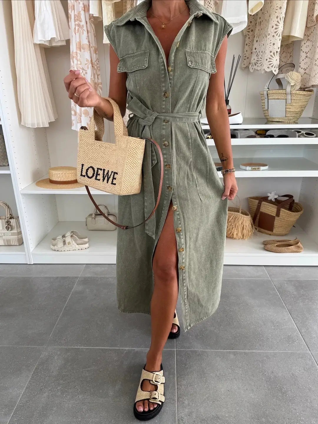 Sleeveless jeans dress