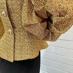 Metallic puff sleeves jacket