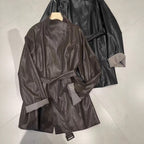 Washed leather jacket