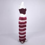 Burgundy dream ruffle dress