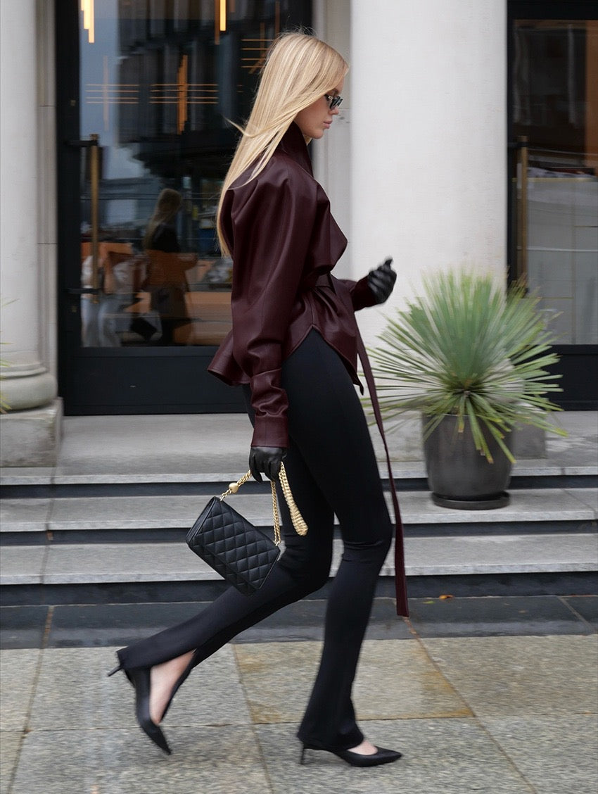 Retro burgundy pu leather