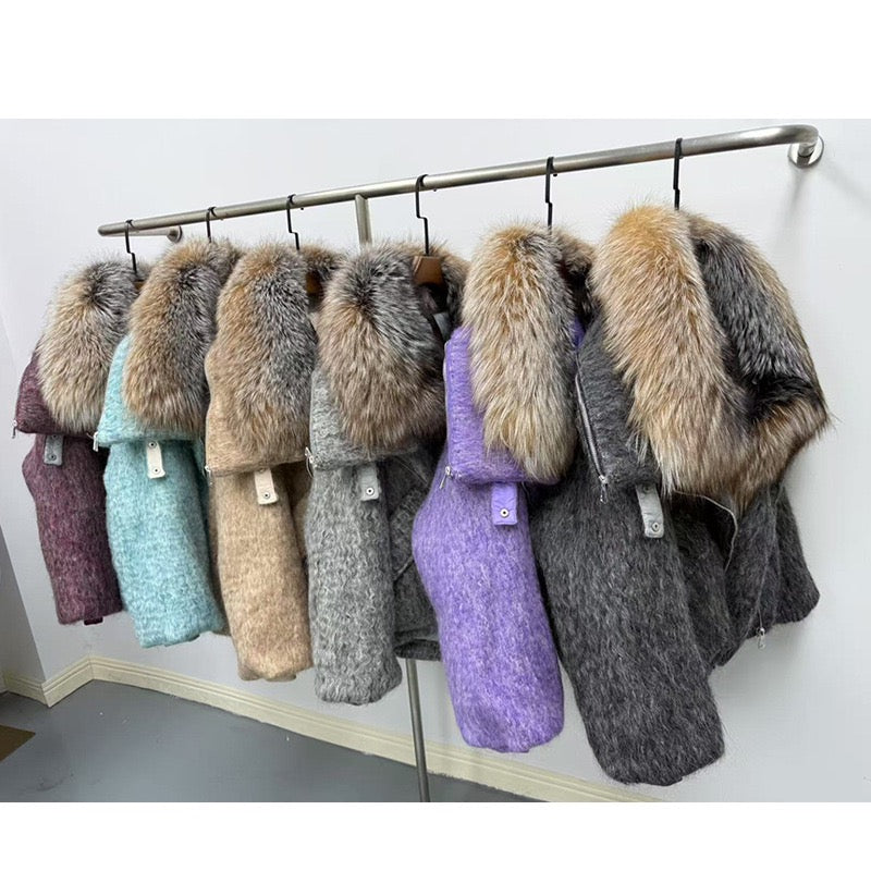 Jacket with fur collar