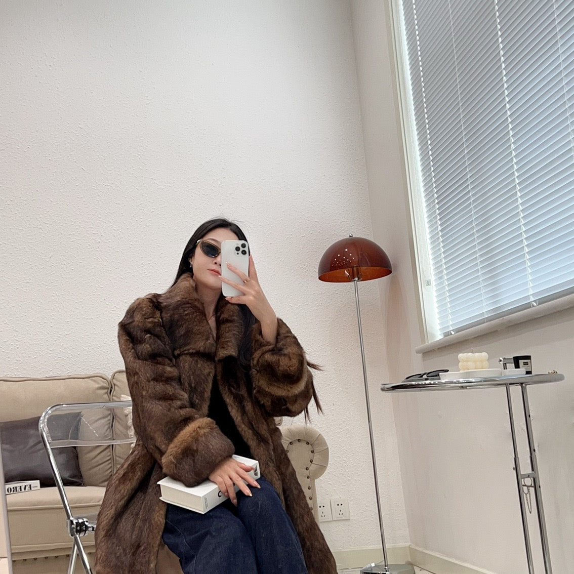 Long fur coat