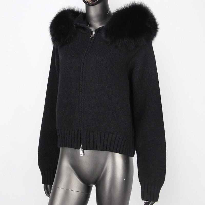 Faux fur cardigan