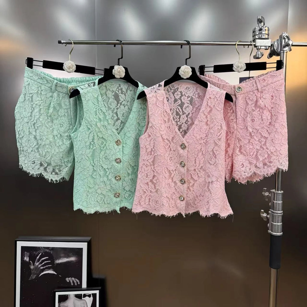 Lace shorts set