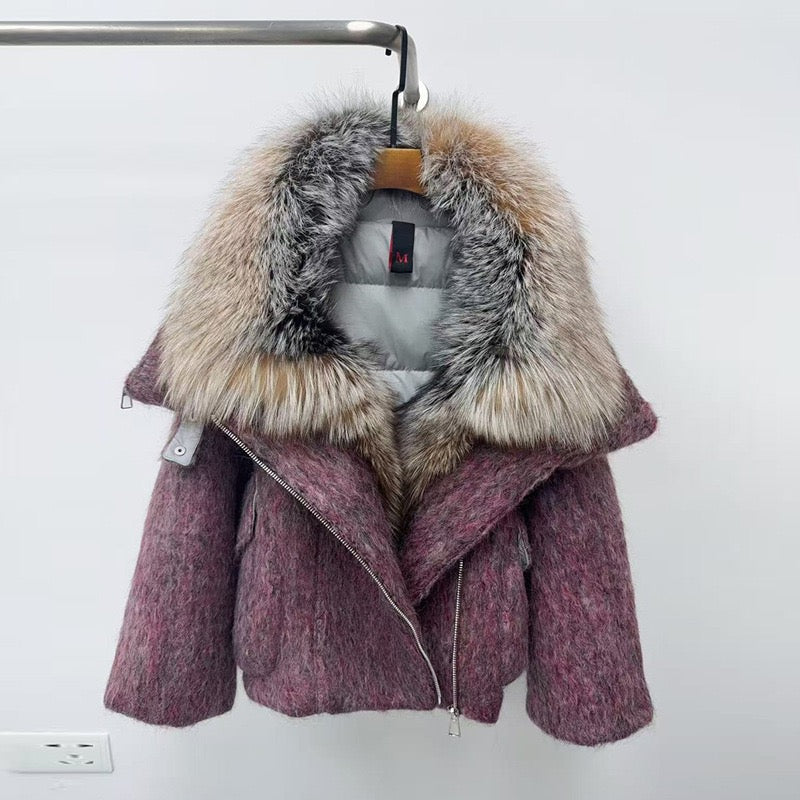 Jacket with fur collar