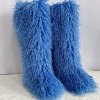 Women's Winter Faux Mongolian Fur Knee High Snow Boots-Warm Fashionable Solid Boots