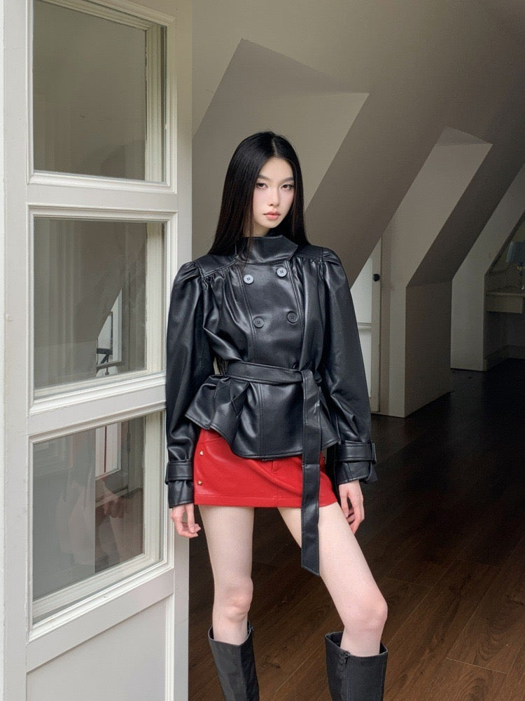 Umbrella leather jacket
