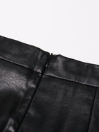 British mid leather skirt style