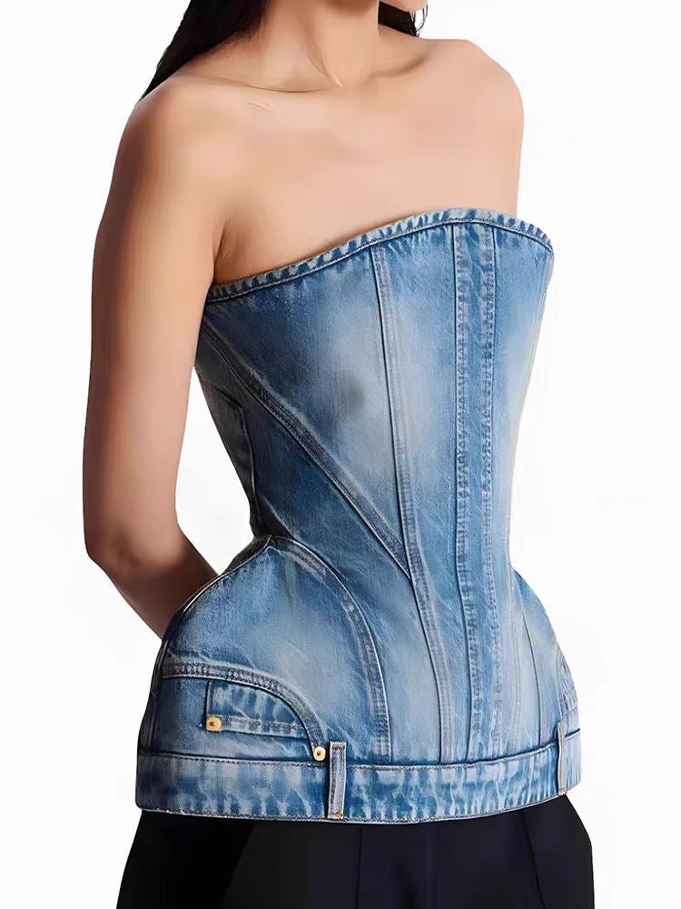 Denim tube top