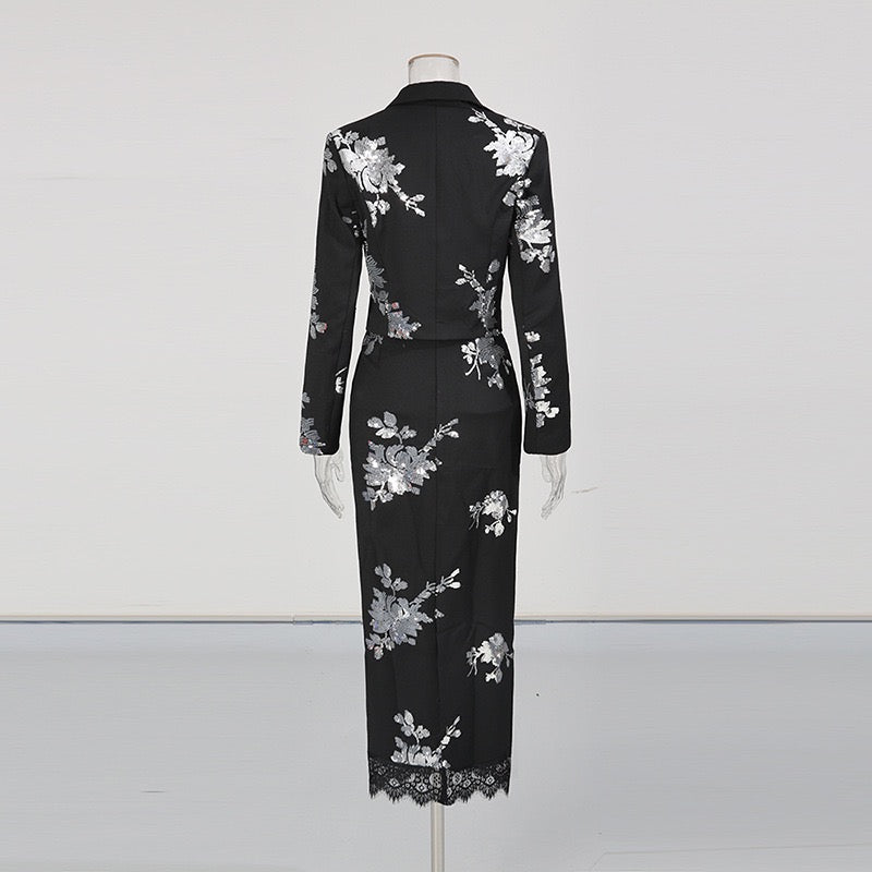Sequined lapel set