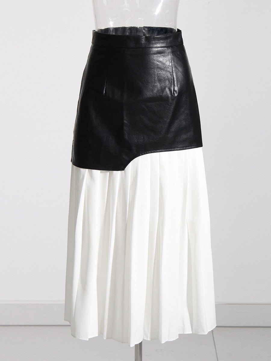 British mid leather skirt style