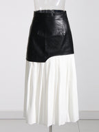 British mid leather skirt style
