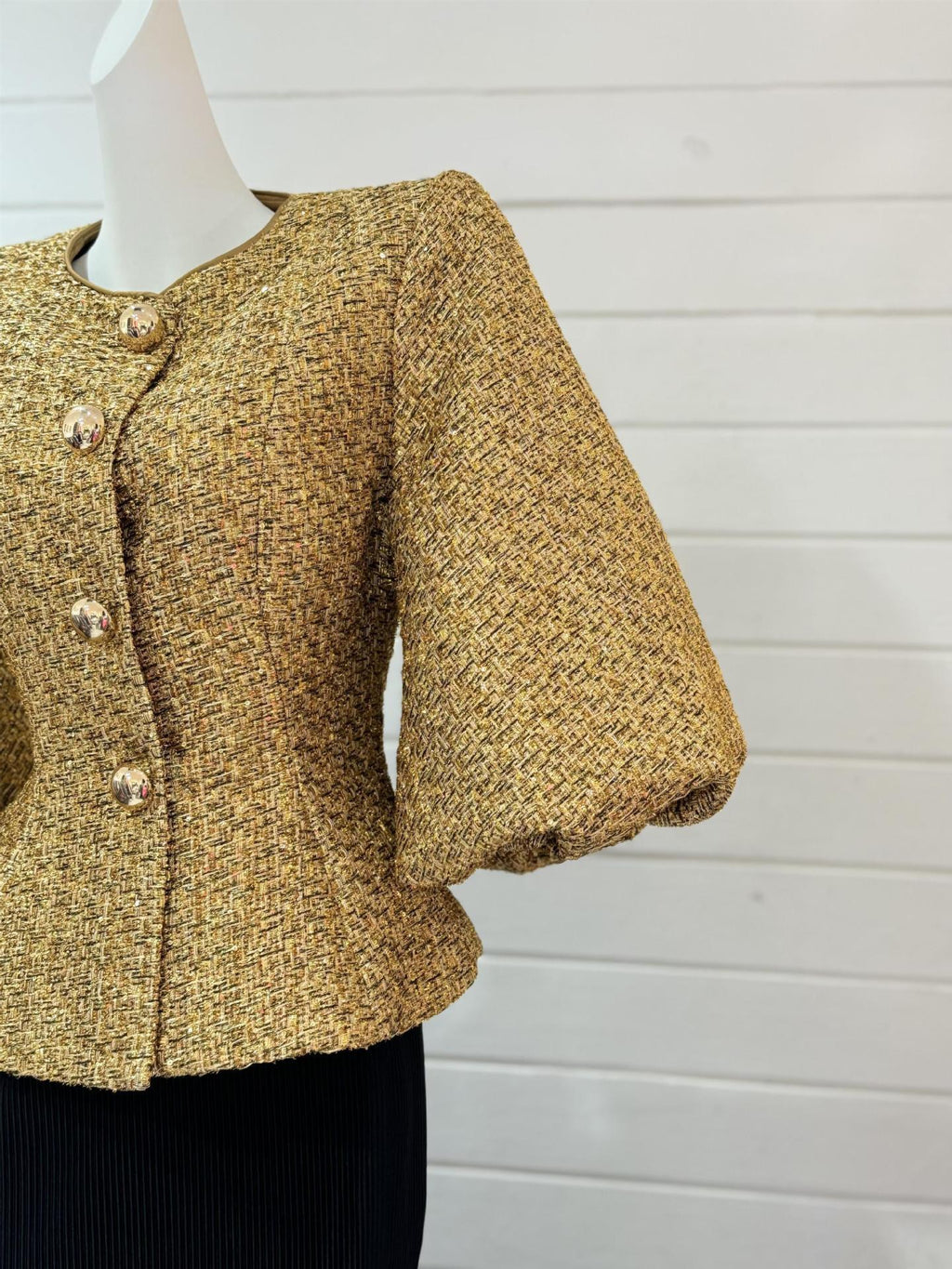 Metallic puff sleeves jacket