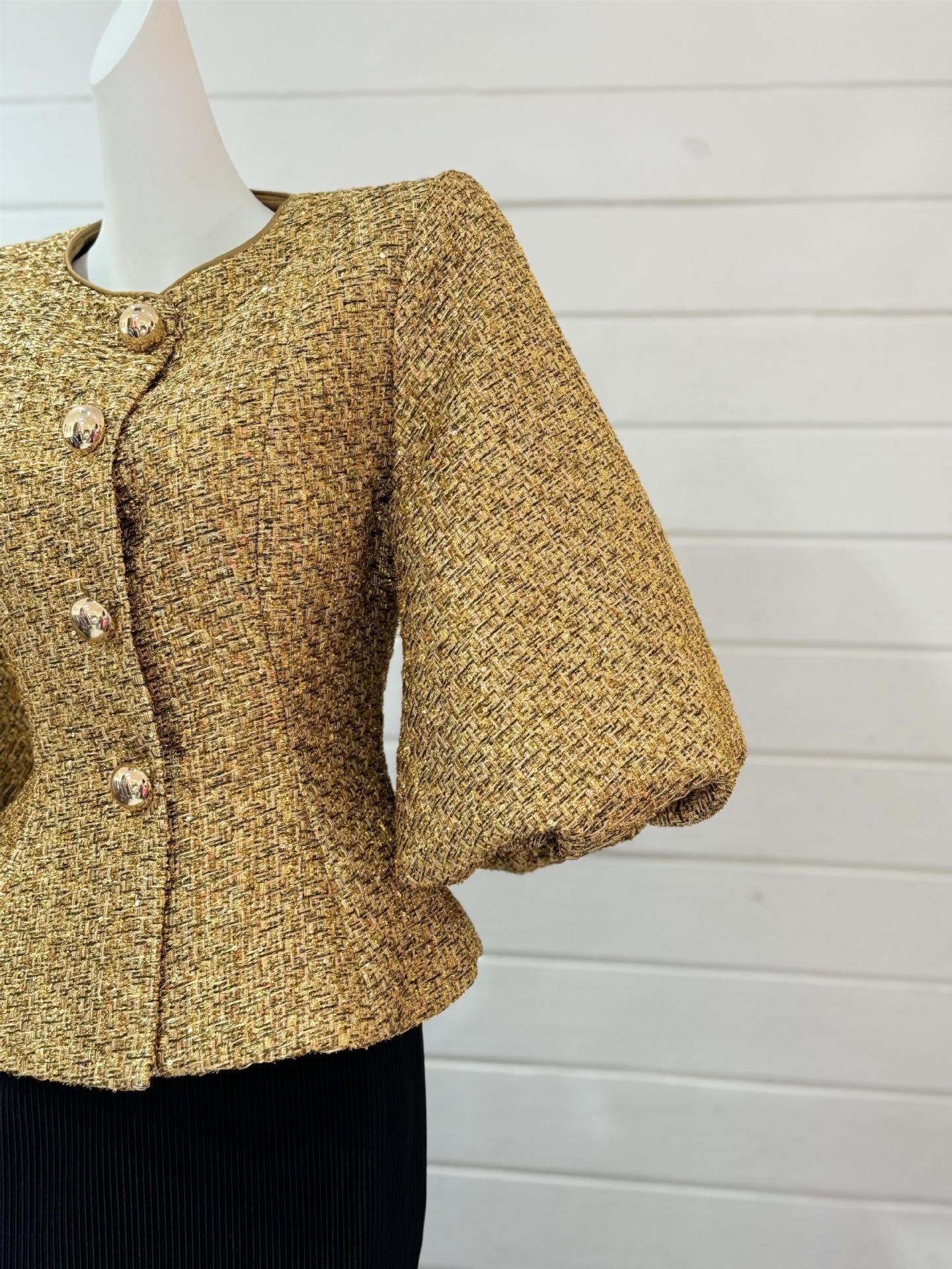 Metallic puff sleeves jacket