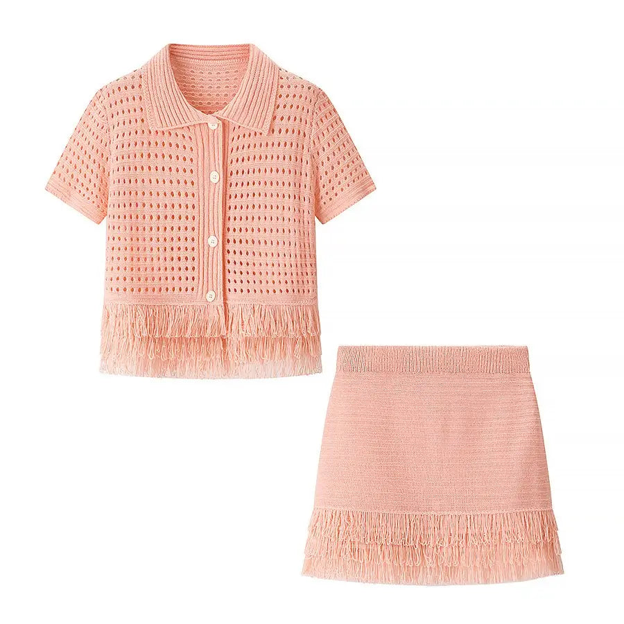 Fringes skirt set