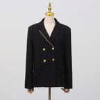 Crepe Knit Gold Button Jacket