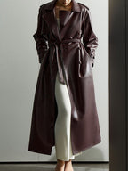 faux leather trench coat