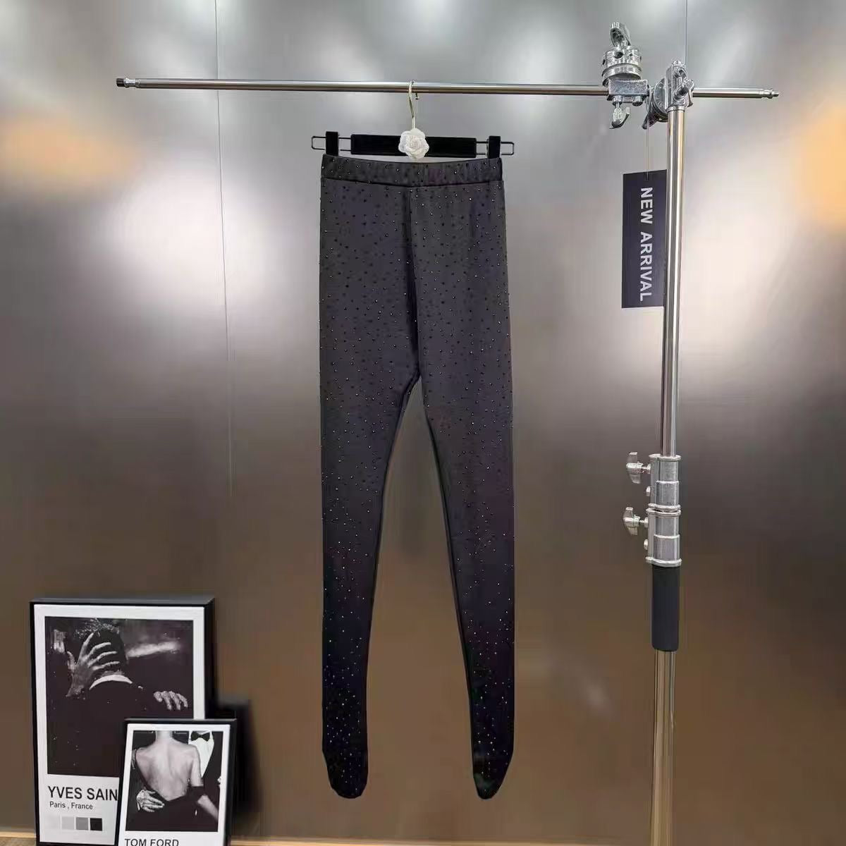 Elastic waist rhinestone socks