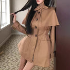 Camel cape trench coat