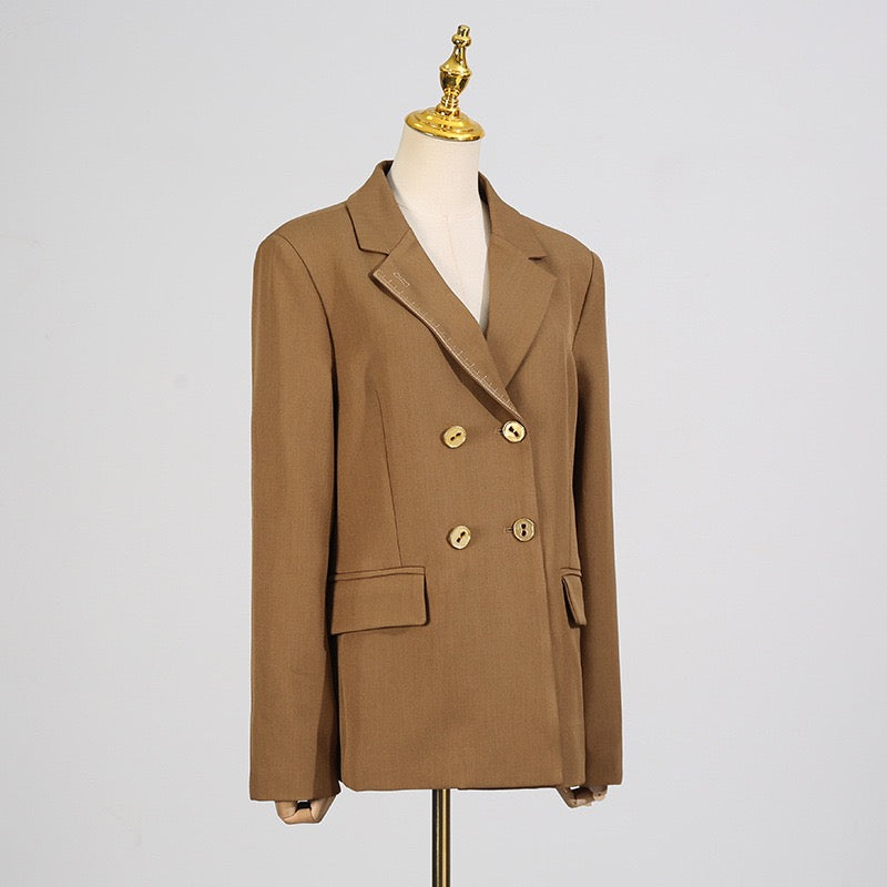 Crepe Knit Gold Button Jacket