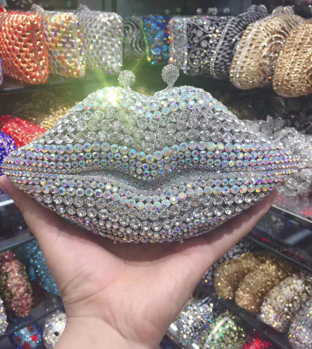 Crystal lip diamond bag