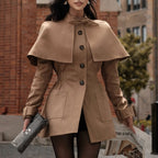 Camel cape trench coat