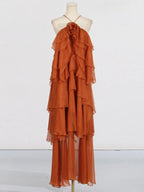 Stitching ruffled dress