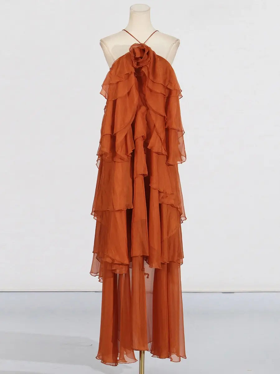 Stitching ruffled dress