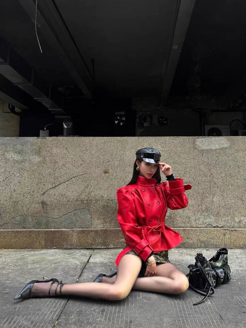 Umbrella leather jacket