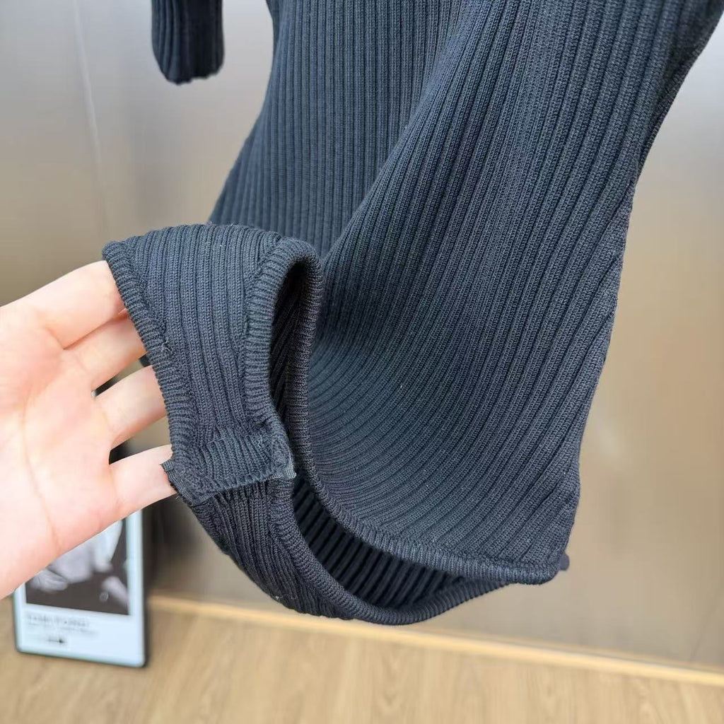 Lapel ribbed belted skirt with top