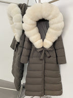 Winter Womens Hooded Fur Collar Down Jacket Long Coats Overcoat Zipper