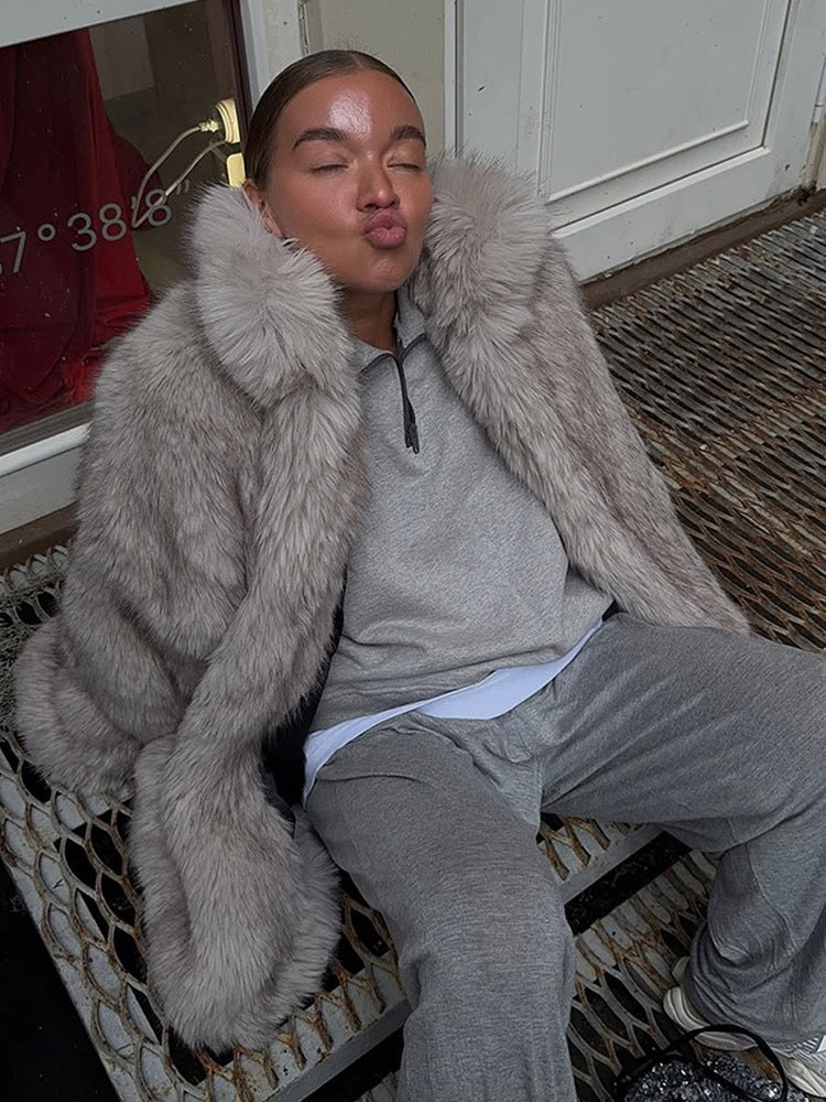 Gradient faux fur coat