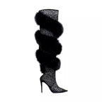 Fur high heel boot