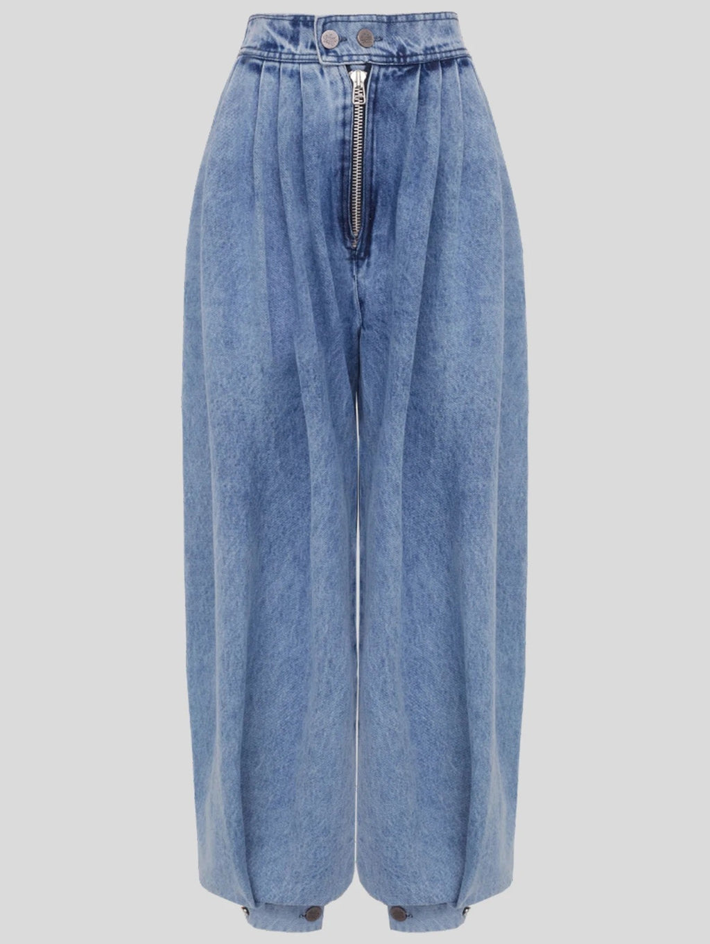 High waist zipper loose denim