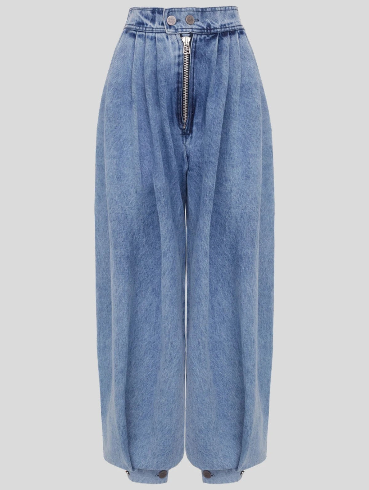 High waist zipper loose denim