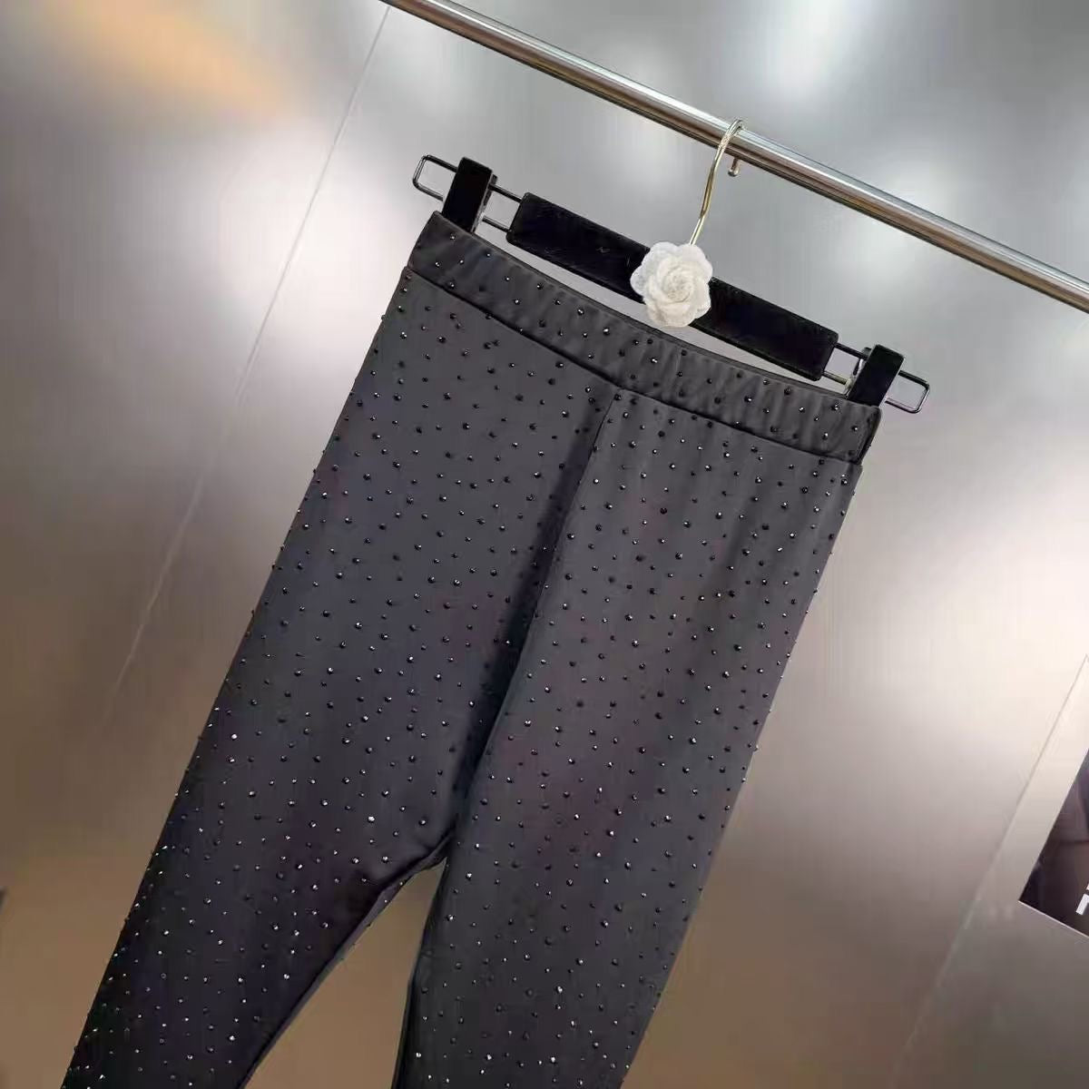 Elastic waist rhinestone socks