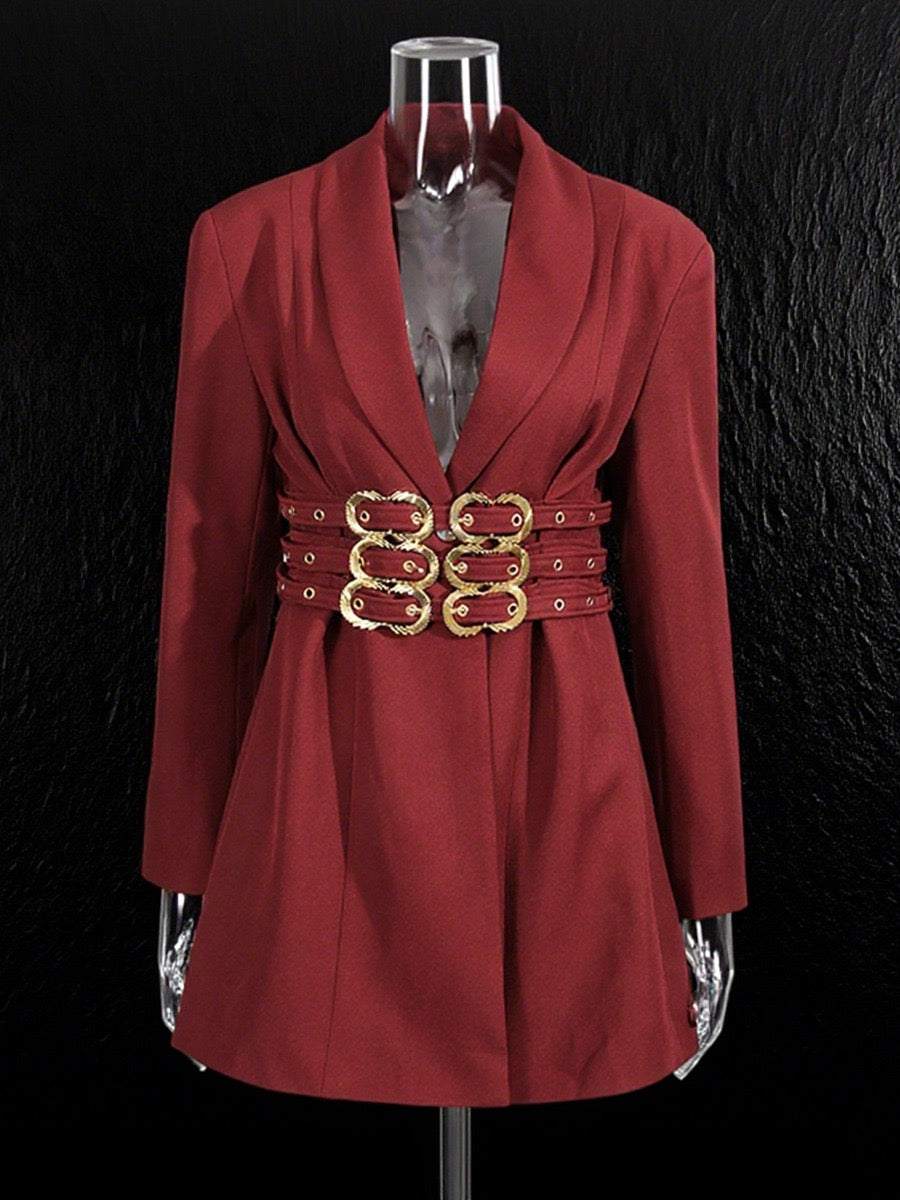 Multi layer metal buckle belt jacket