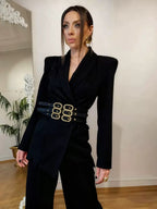 Multi layer metal buckle belt jacket