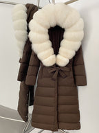Winter Womens Hooded Fur Collar Down Jacket Long Coats Overcoat Zipper